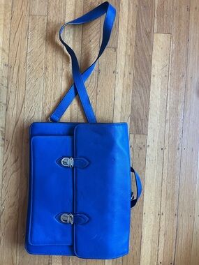 Levenger cobalt royal blue leather convertible backpack briefcase purse minimal
